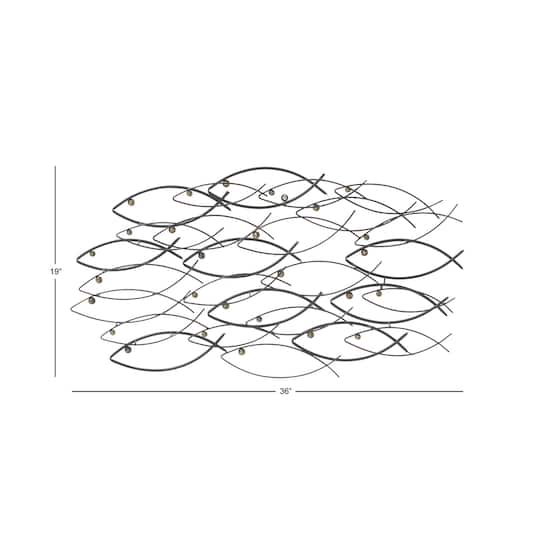 39" Dark Gray Metal Coastal Fish Wall Décor